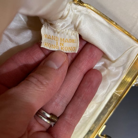 Stunning 50s Pearl & Glass Beaded Hand Bag - Picture 5 of 5